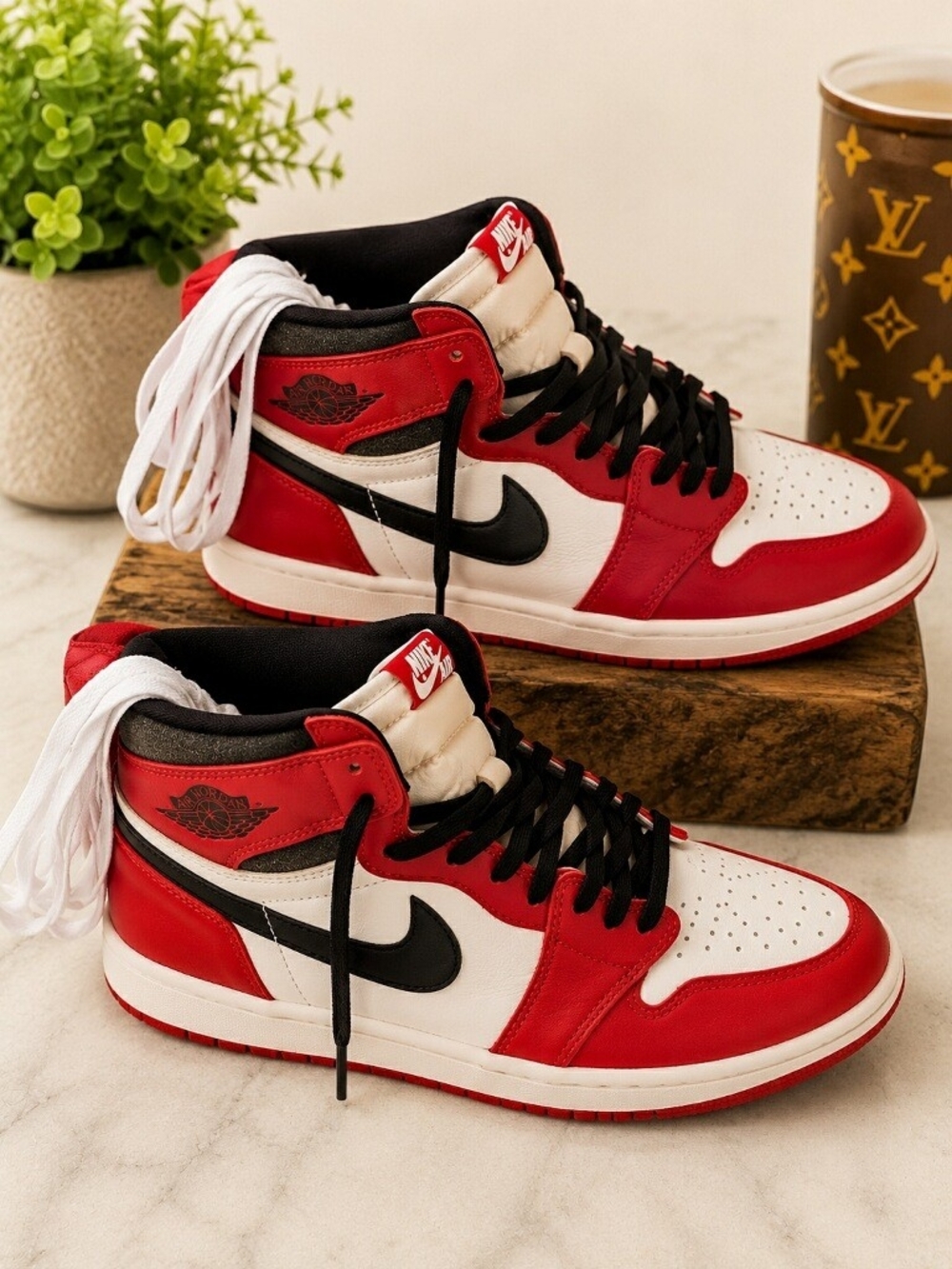 Nike Red White Black High-Top Sneakers